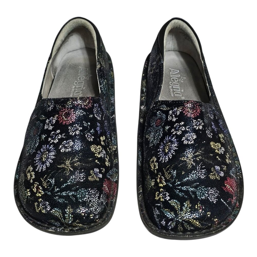 Alegria Debra Herbaceous Black Floral Clog Womens 39 US 9 Shoes Slip-On Nursing - Picture 6 of 10